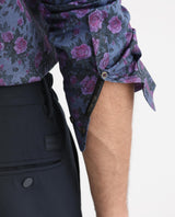 Men's Blue Casual Regular Fit Printed Full Sleeves Shirt
