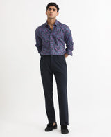 Men's Blue Casual Regular Fit Printed Full Sleeves Shirt