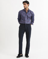 Men's Blue Casual Regular Fit Printed Full Sleeves Shirt