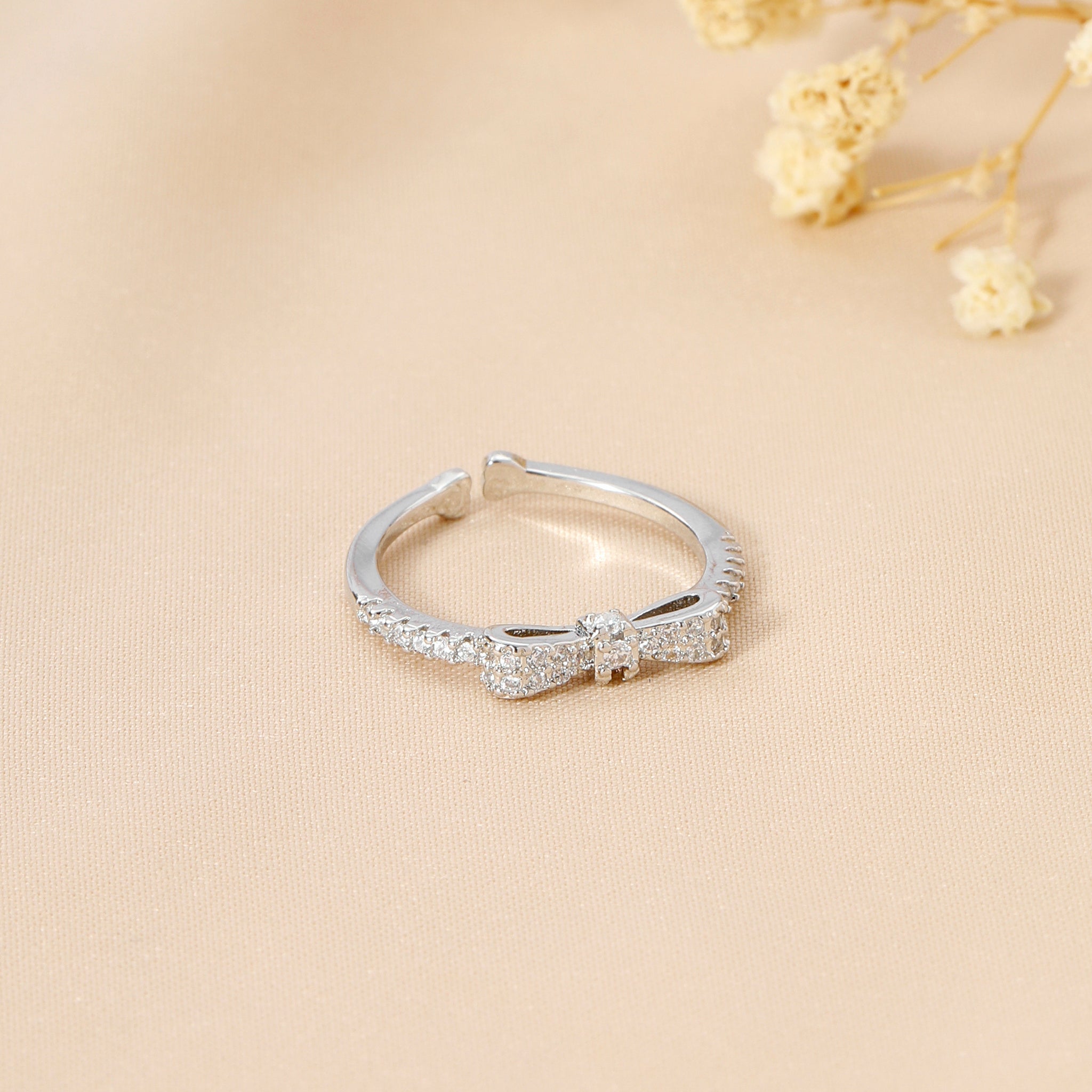 Women's Margaret Crystal Bow Silver Ring