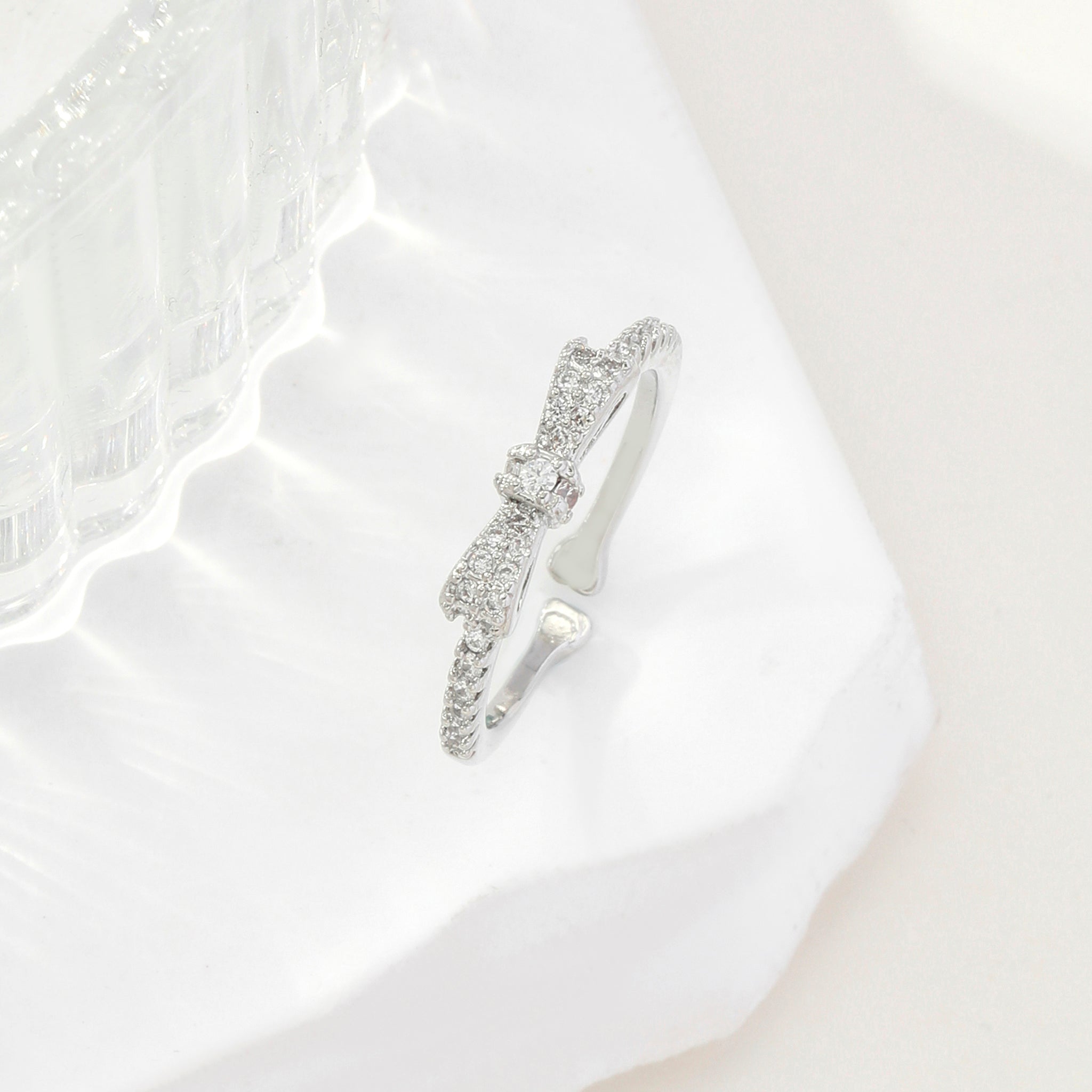 Women's Margaret Crystal Bow Silver Ring