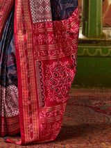 Women's Silk Blend Multicolor Woven Design Designer Saree with Blouse Piece