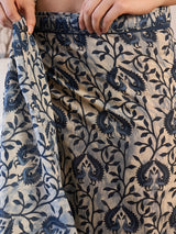 Women's Bhagalpuri Silk White Printed Designer Saree with Blouse Piece