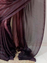 Women's Georgette Burgundy Printed Ready to Wear Saree with Blouse Piece