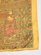 Women's Khadi Silk Mustard Printed Ready to Wear With Blouse Piece