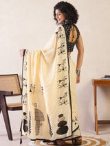 Women's Cotton Yellow Printed Ready to Wear with Blouse Piece