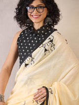 Women's Cotton Yellow Printed Ready to Wear with Blouse Piece