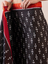 Women's Cotton Black Printed Ready to Wear With Blouse Piece