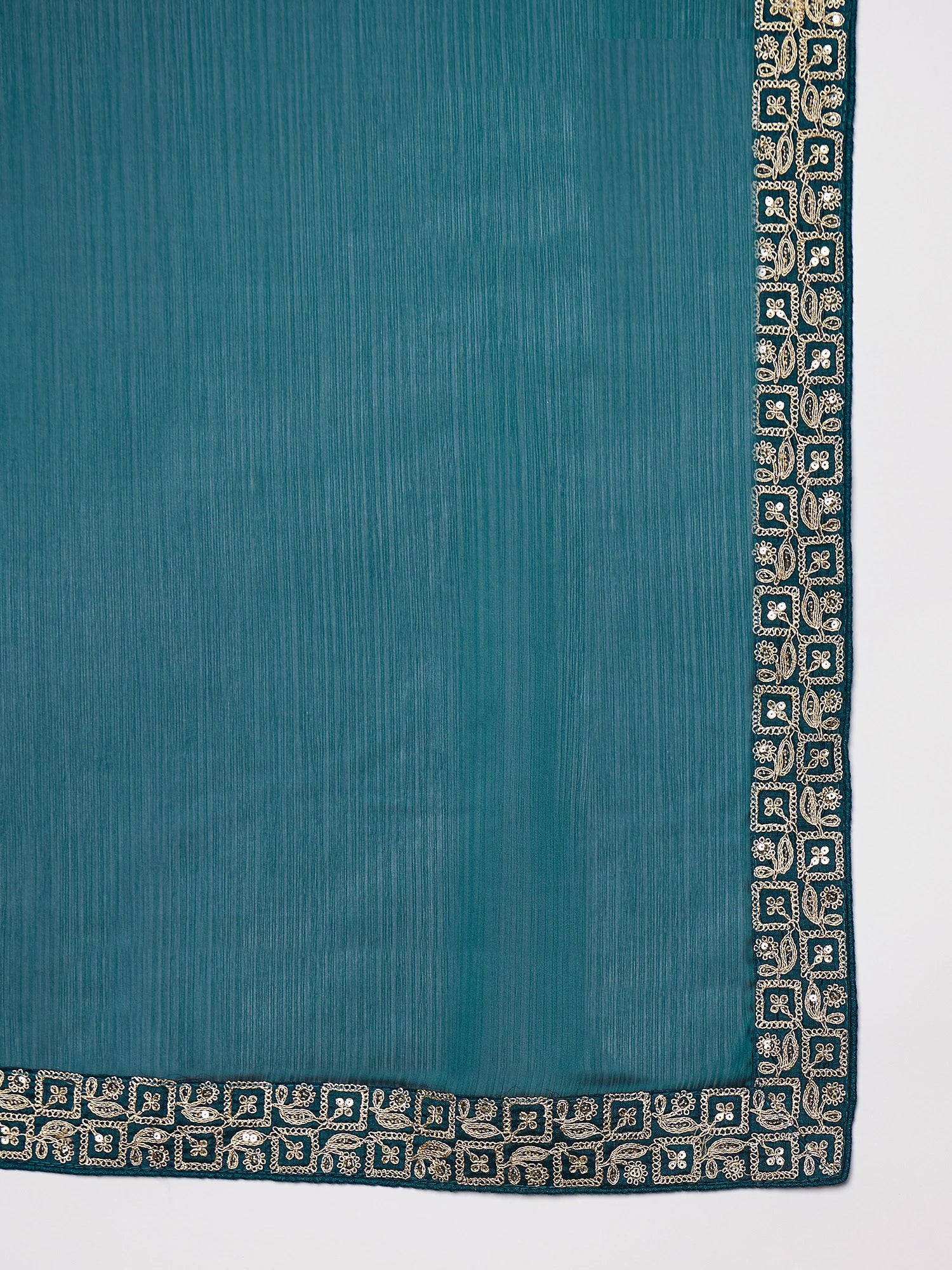Women's Satin Blue Embellished Ready to Wear with Blouse Piece