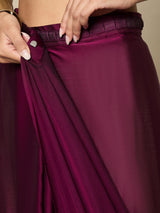 Women's Satin Pink Embellished Ready to Wear with Blouse Piece