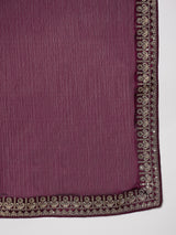 Women's Satin Pink Embellished Ready to Wear with Blouse Piece