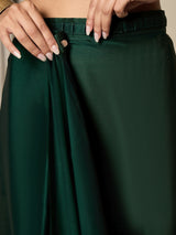 Women's Satin Green Embellished Ready to Wear with Blouse Piece
