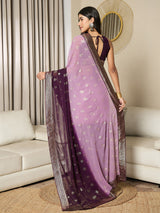Women's Georgette Pink Printed Ready to Wear with Blouse Piece