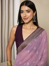 Women's Georgette Pink Printed Ready to Wear with Blouse Piece