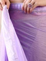 Women's Silk Blend Purple Woven Design Ready to Wear with Blouse Piece