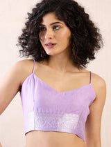Women's Silk Blend Purple Woven Design Ready to Wear with Blouse Piece
