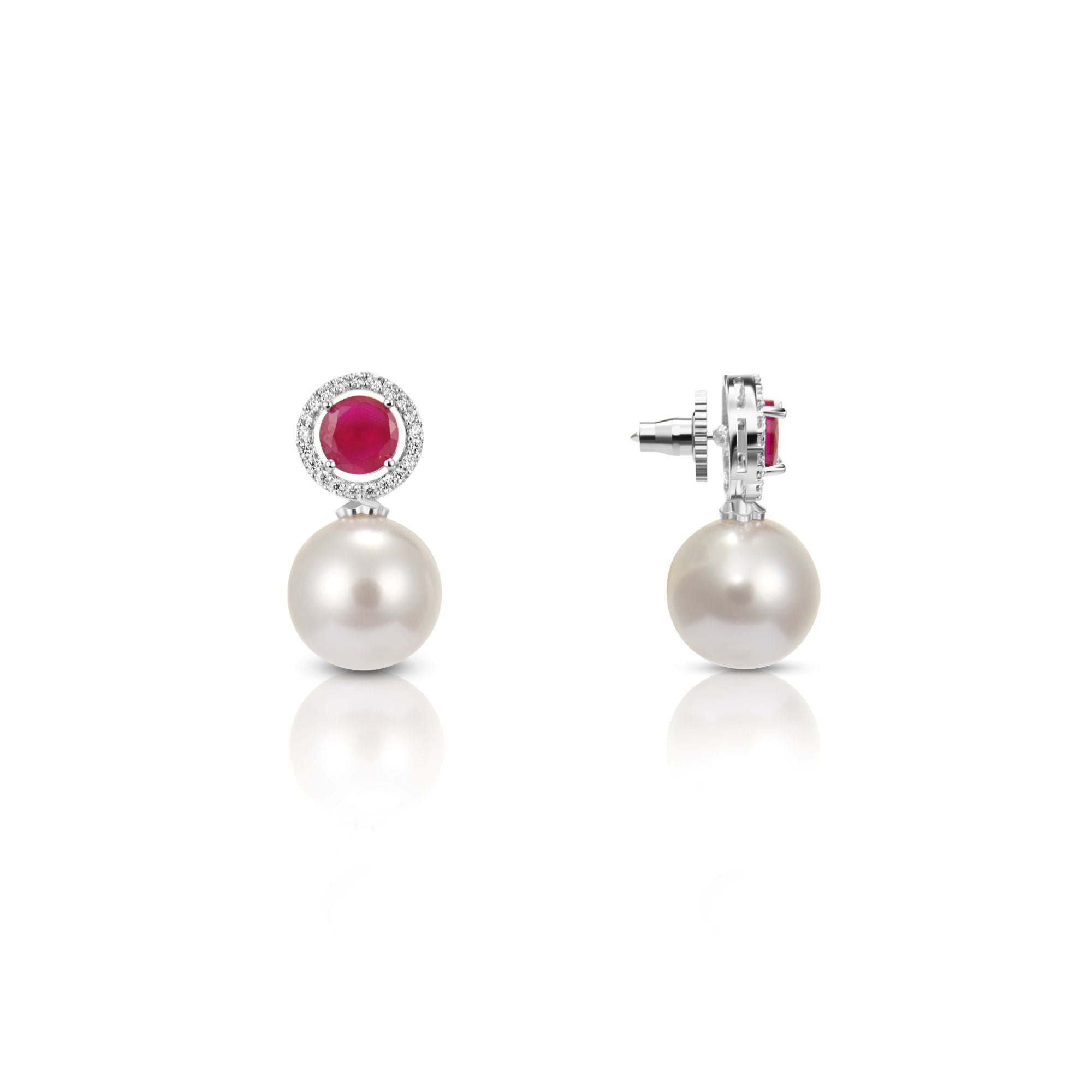 Women's Red Ruby Halo earrings