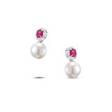 Women's Red Ruby Halo earrings