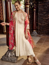 Women's Off-White Kurta Set with Duppatta