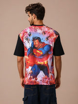 Men's Black Casual Oversized Fit Printed Half Sleeves Tshirt