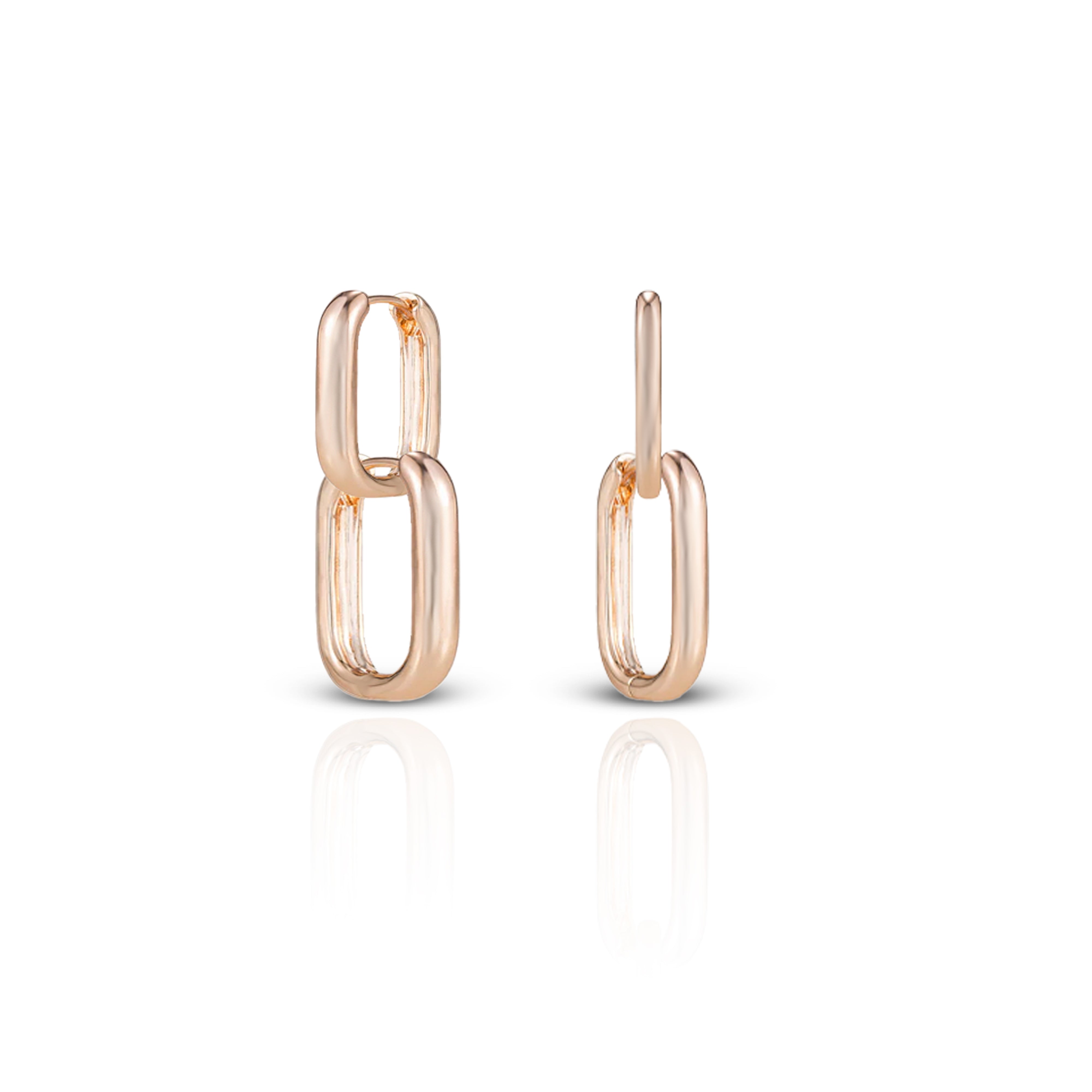Women's Rosegold Chained Dangling Hoops