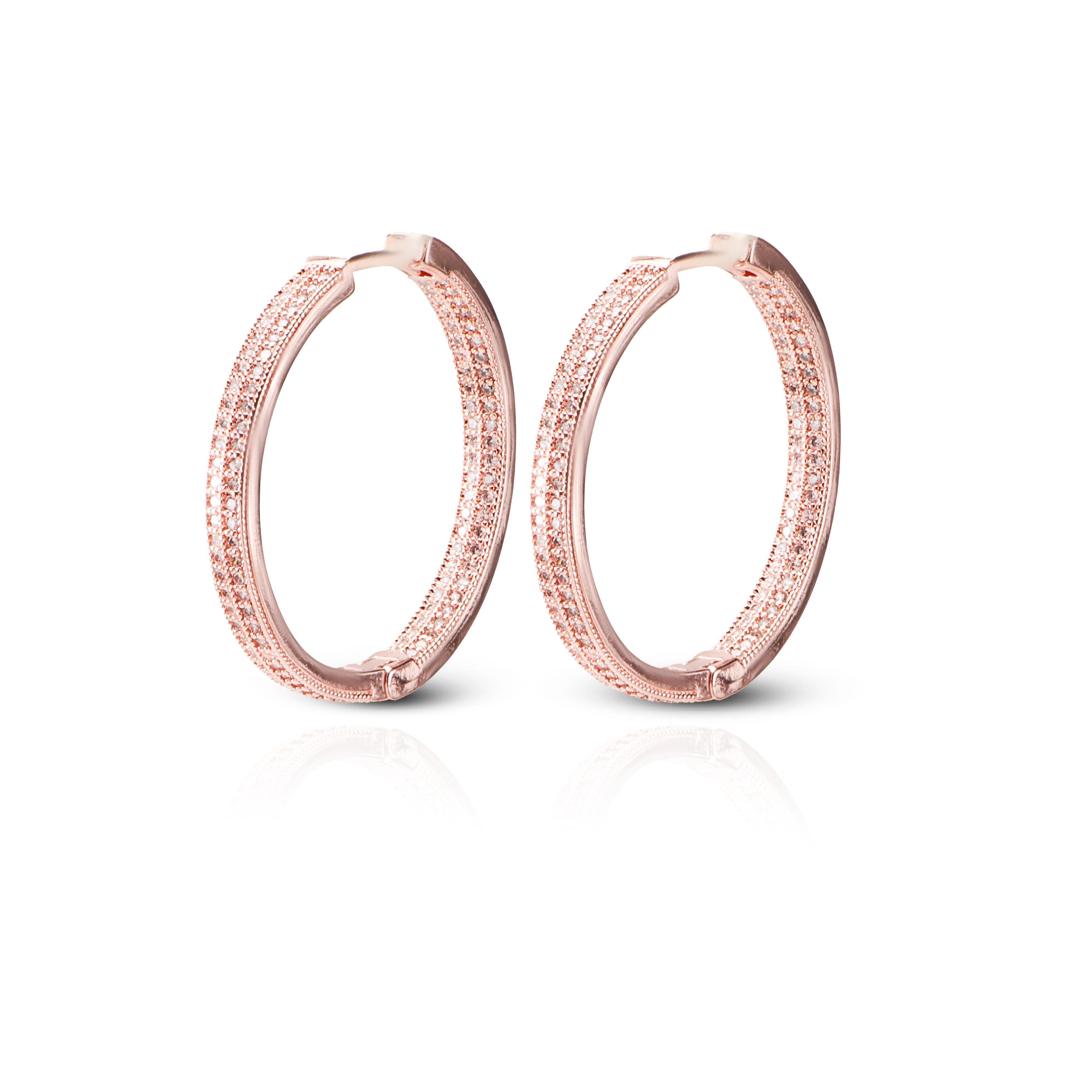 Women's Rosegold Crystal Shadow Hoops