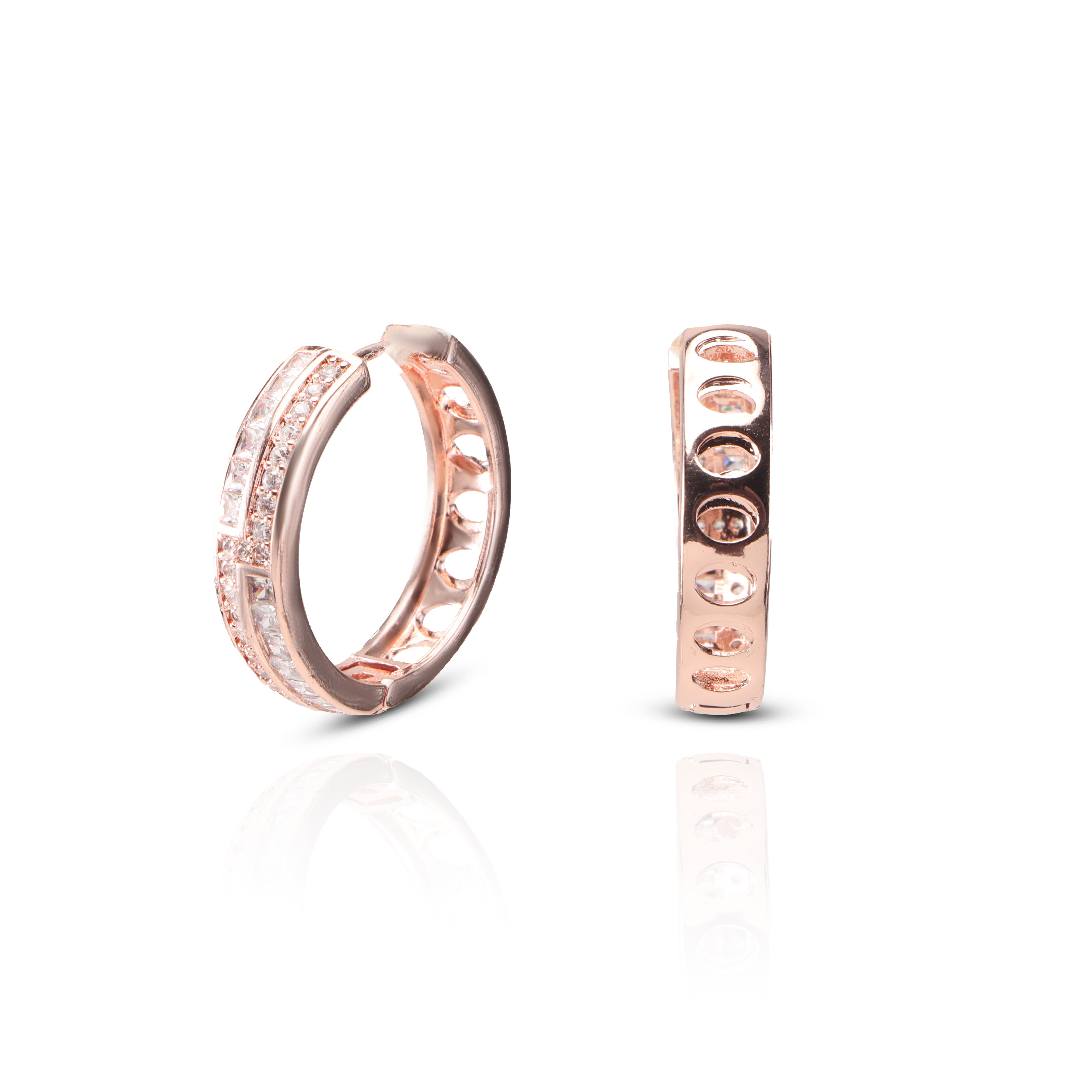 Women's Rosegold Zircon Bold Statment Hoops