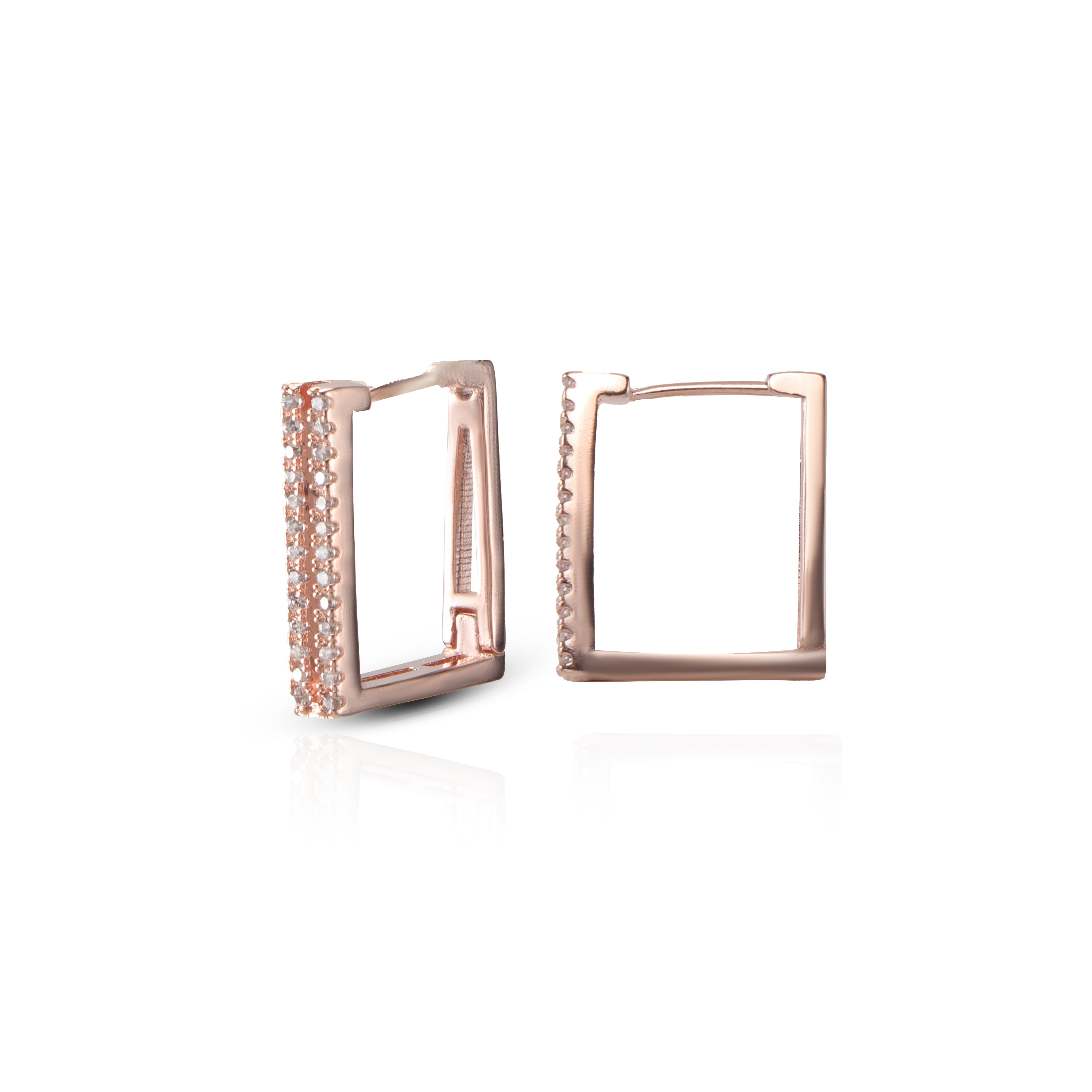 Women's Rosegold Zircon Box Hoops