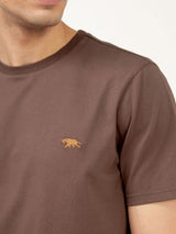 Men's Brown Casual Regular Fit Solid Half Sleeves Tshirt