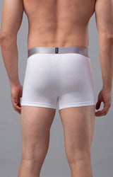 Men's White Mid-Rise Solid Trunk