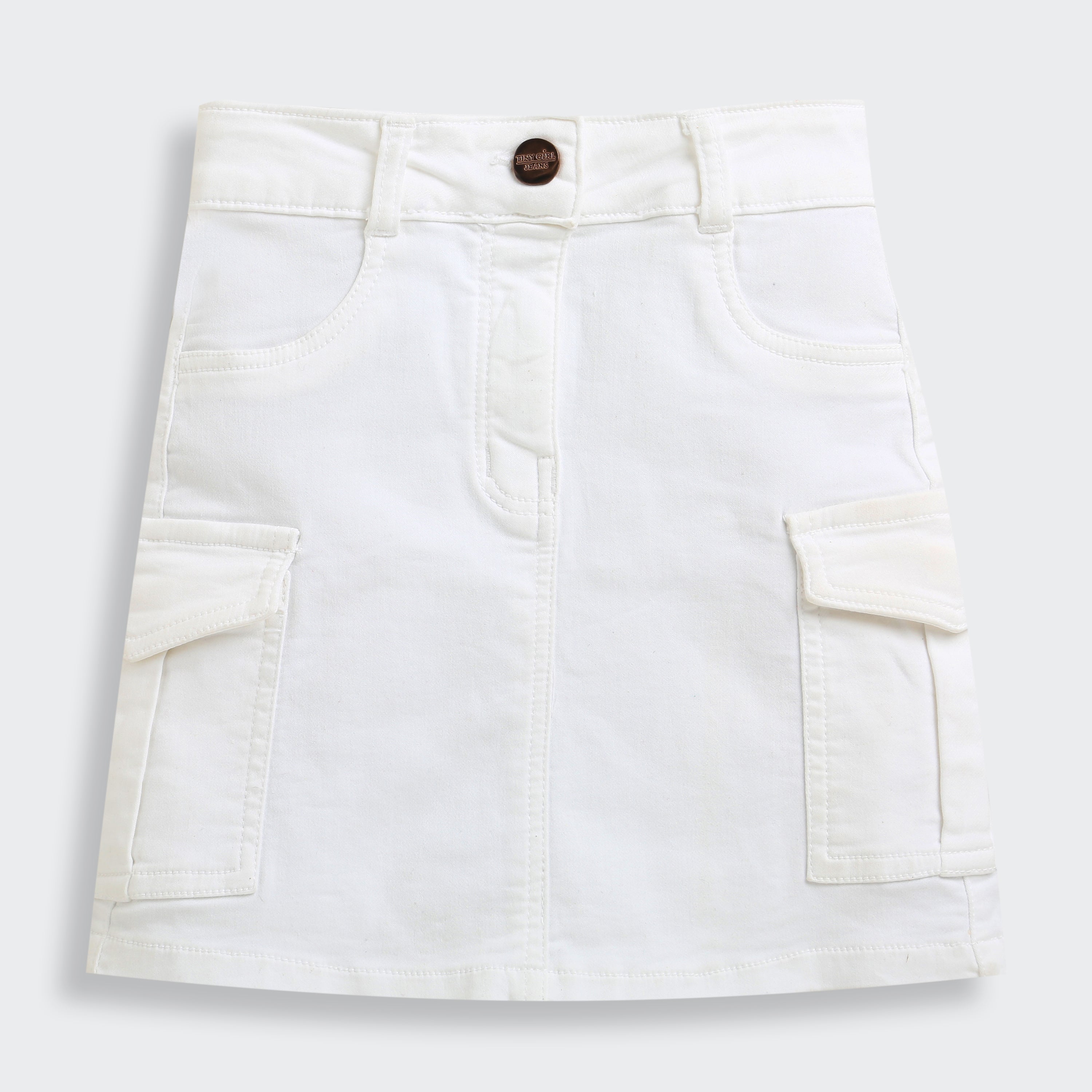 Girls White Casual Skirt