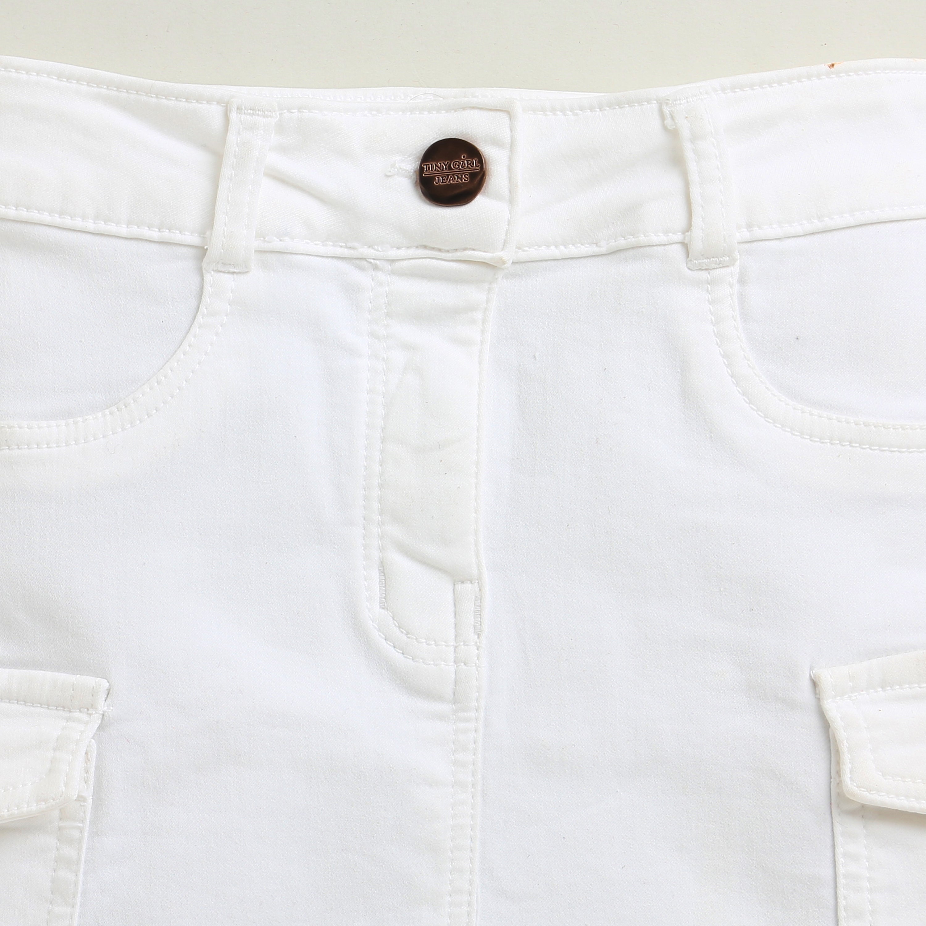 Girls White Casual Skirt