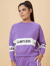 Women's Purple Casual Printed Cotton Sweatshirt
