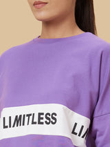 Women's Purple Casual Printed Cotton Sweatshirt