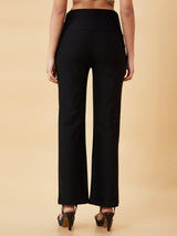 Women's Black Casual Bootcut Fit Solid Jeggings