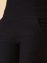 Women's Black Casual Bootcut Fit Solid Jeggings