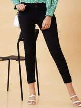 Women's Black Casual Skinny Fit Solid Jeans