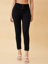 Women's Black Casual Skinny Fit Solid Jeans