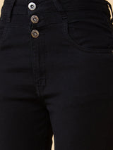 Women's Black Casual Skinny Fit Solid Jeans
