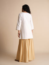 Women's White Casual Solid Three Quarter Sleeves Kurti