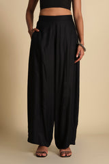 Women's Black Casual Solid Trouser