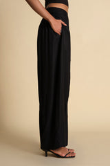 Women's Black Casual Solid Trouser