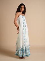Women's White Casual Printed Sleeveless Dress