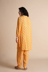Women's Yellow Casual Printed Full Sleeves Kurti