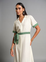 Women's Green Casual Regular Fit Printed Sleeveless Dress