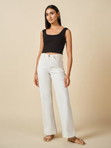 Women's Black Casual Solid Sleeveless Top