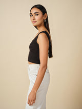 Women's Black Casual Solid Sleeveless Top