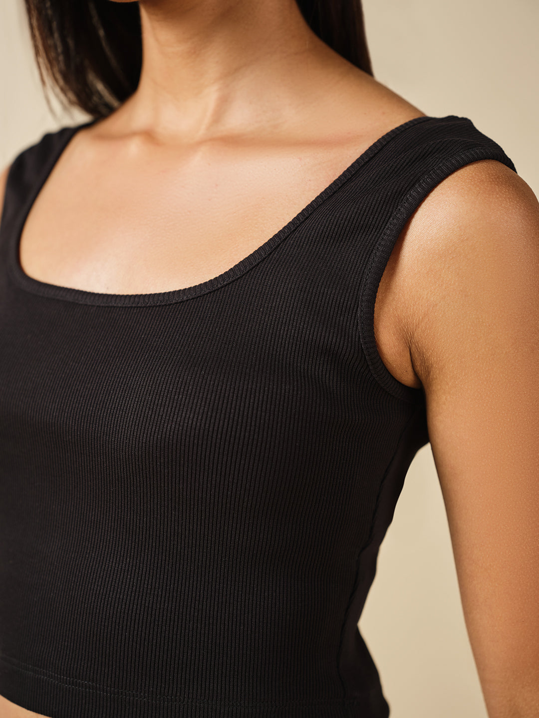 Women's Black Casual Solid Sleeveless Top