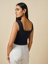 Women's Black Casual Solid Sleeveless Top