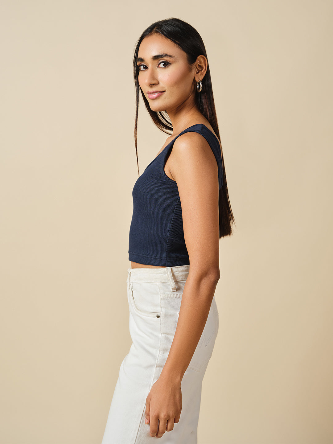 Women's Black Casual Solid Sleeveless Top